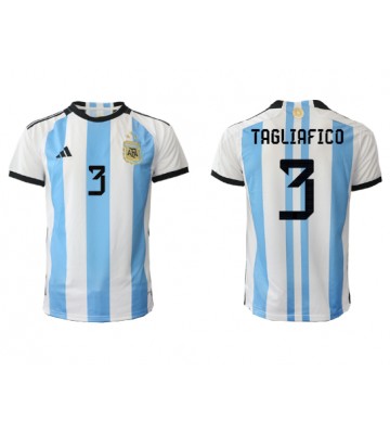 Argentina Nicolas Tagliafico #3 Replica Home Stadium Shirt World Cup 2022 Short Sleeve